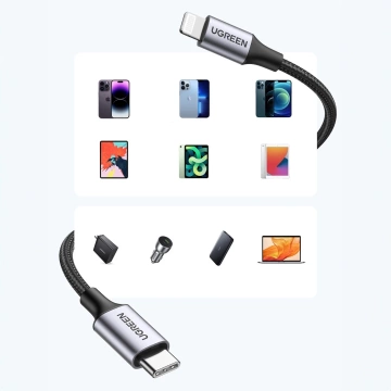 Kabel USB-C – Lightning 1m Ugreen US304 60759 MFi 3A Szary