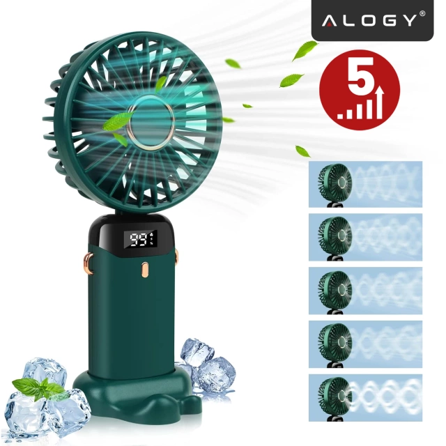 Fan Fan Handheld Fan Wireless Alogy Desktop Portable Handheld with Phone Holder USB-C Navy Blue