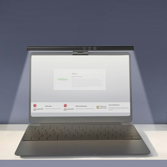 Lampa, LED stolní lampa nad monitorem, počítač, LCD obrazovka, nastavitelný černý pásek