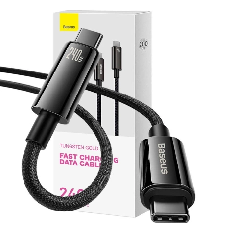 Kábel Baseus Tungsten Gold 240 W USB-C na USB-C 2 m (čierny)