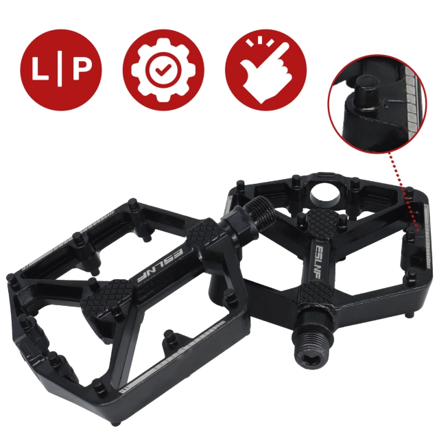 MTB aluminum platform bicycle pedals, set of 2, Aluminum Black