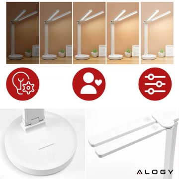 Lampa Alogy dvojitá stolní LED lampa stojící na stole s baterií školní kreslíř White