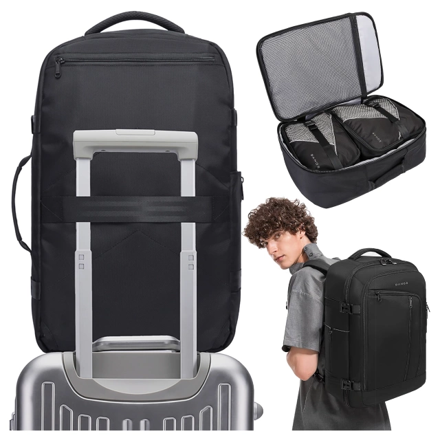 Bange Waterproof Backpack for Laptop 17" City Travel 47x29x17 cm for Work Airplane Men's Women's with 3 Organizers Black