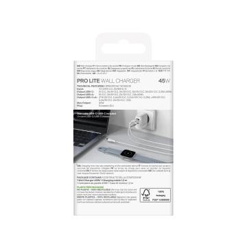 Ładowarka Puro Daily Prolite 45W PD USB-C/USB-A + kabel USB-C – biała