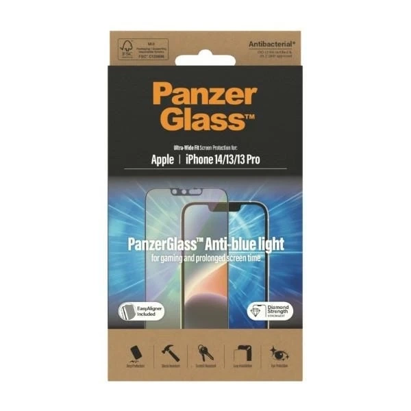 Szkło PanzerGlass Ultra-Wide Fit für iPhone 14 / 13 Pro / 13 6,1" Displayschutz Antibakteriell Easy Aligner Inklusive Anti-Blaulicht 2791