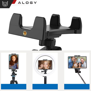 Tablet phone holder 4.7"-12.9" for a bar, tripod, handlebar for a trainer, stationary bike, treadmill, headrest stand Alogy black