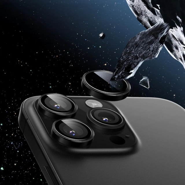 Glas für Apple iPhone 16 Pro / 16 Pro Max Kameraabdeckung Objektiv 3mk Lens Protection Pro Schwarz Schutzhülle