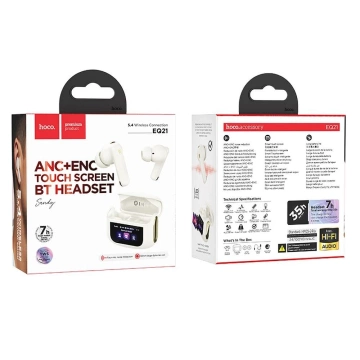 Hoco EQ21 ANC ENC TWS Headphones White with LED Touch Screen