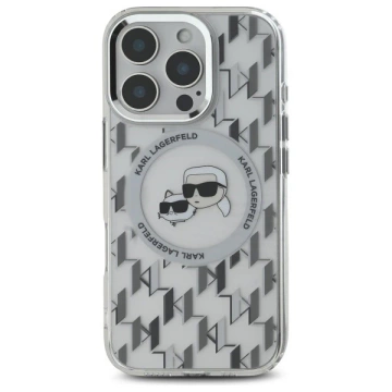 Etui Karl Lagerfeld do iPhone 16 Pro Max 6.9" Przezroczysty MagSafe IML Monogram Karl&Choupette Head 