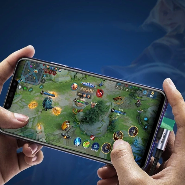 Ugreen Angled Cable USB - USB Type C Quick Charge 3.0 QC3.0 3 A 2 m Gray (US176 20857)