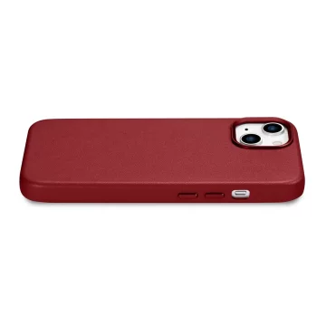 iCarer Case Leder Echtleder Handyhülle für iPhone 14 Plus Rot (MagSafe kompatibel)
