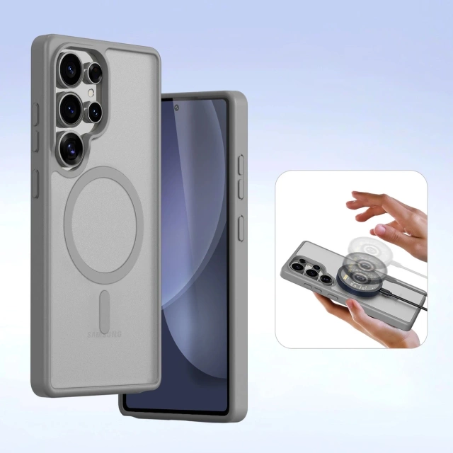 Шкіряний чохол для Samsung Galaxy S25 Ultra Dux Ducis Lava сірого кольору