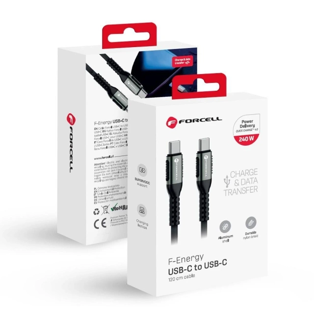 Kábel USB-C do USB-C 240W 1,2m Nylon QC 4.0 PD SUPERVOOC