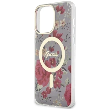 Puzdro na telefón Guess GUHMP14XHCFWSA pre Apple iPhone 14 Pro Max 6,7" zelené/khaki pevné puzdro Flower MagSafe