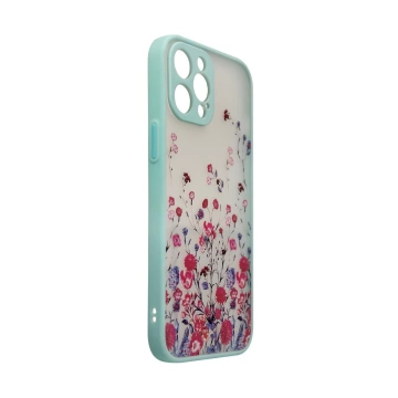 Design Case for iPhone 12 Pro cover with flowers light blue
