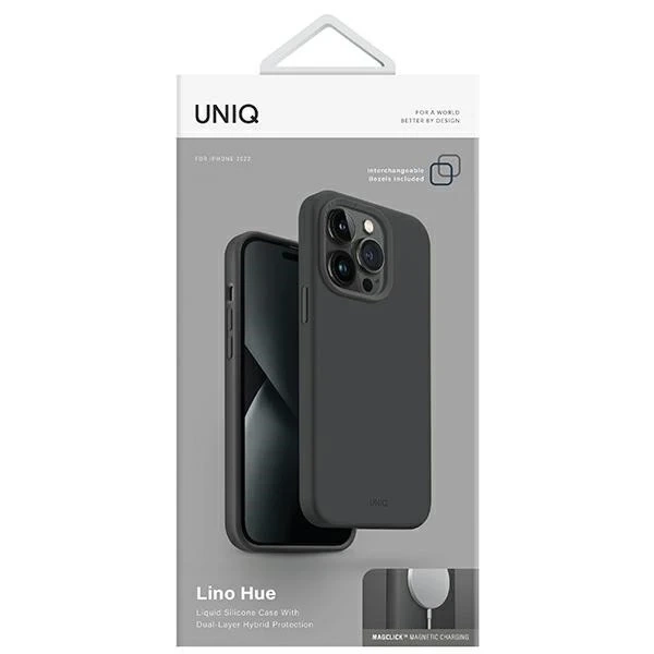 Etui UNIQ Lino Hue do iPhone 14 Plus 6,7" Magclick Charging szary/charcoal gray