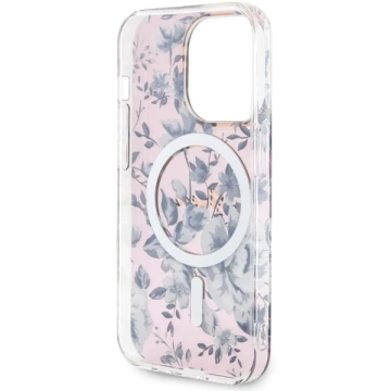 Guess GUHMP14LHCFWSP phone case for Apple iPhone 14 Pro 6.1" pink/pink hardcase Flower MagSafe