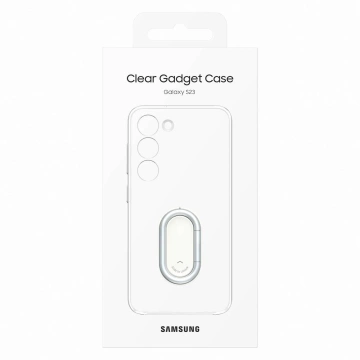 Pouzdro Samsung Clear Gadget Case pro Samsung Galaxy S23 krycí stojánek na kroužek průhledný