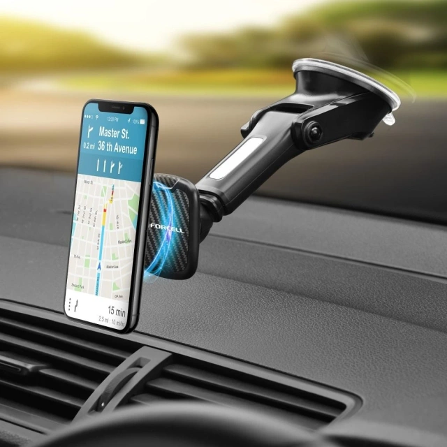Магнітний автомобільний тримач FORCELL F-GRIP Carbon H-CT327 для скла/дошки