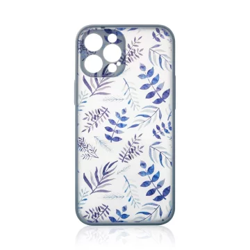 Design Case für das iPhone 12 Pro, ein Blumenetui in Dunkelblau