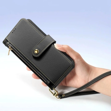 iPhone 15 Dux Ducis Lawa Leather Wallet Case MagSafe Black