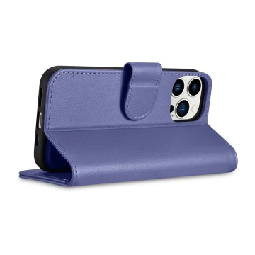 Peňaženka iCarer 2v1 kryt iPhone 14 Pro Max kožený flipový kryt Anti-RFID svetlofialový (WMI14220728-LP)