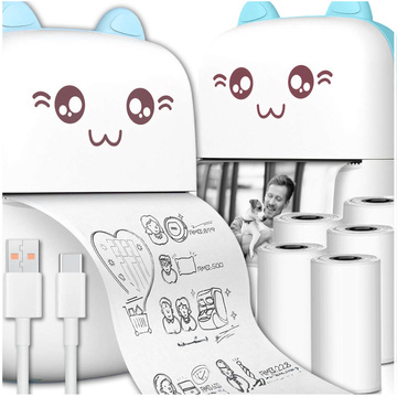 Термопринтер Drukuś з 6 рулонами термопаперу для дітей Синій