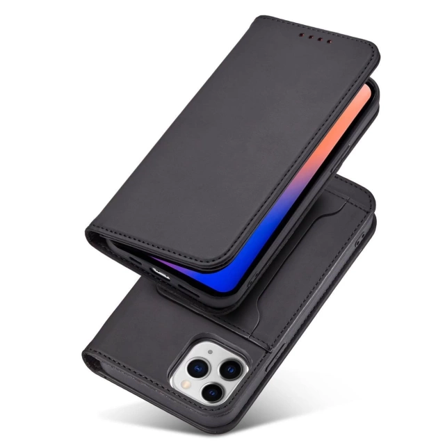 Magnetkartenhülle für iPhone 12 Cover Card Wallet Kartenständer schwarz