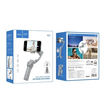 3-osý gimbal pre smartfón Hoco K24 s podsvietením v sivom prevedení