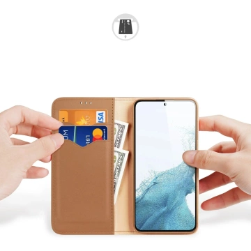 Ochranné puzdro Dux Ducis Hivo pre Samsung Galaxy S23 flip cover stojan na peňaženku RFID blocking hnedé