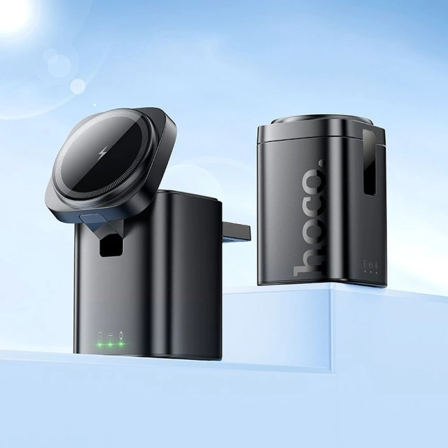 Hoco CQ20 3v1 indukčná nabíjačka 15W pre smartfóny a Apple Watch, slúchadlá, čierna