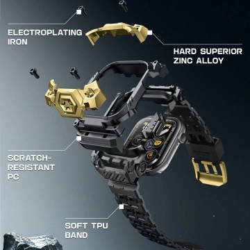 Чохол для Apple Watch 10 (46 мм) чорний/золотий SUPCASE Unicorn Beetle Ore з ремінцем