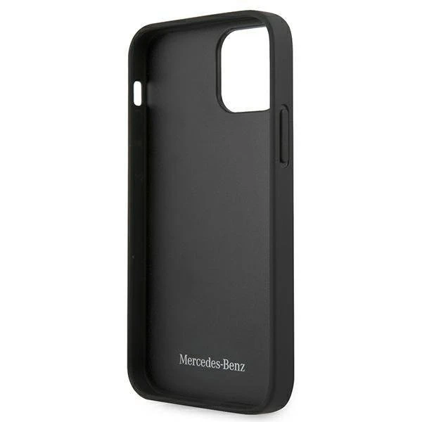 Mercedes MEHCP12SCDOBK protective case for Apple iPhone 12 Mini 5.4" black/black hardcase Leather Perforated Area