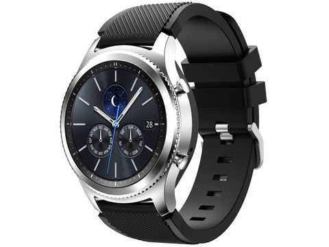Gumový sportovní řemínek pro Samsung Gear S3 / Watch 46mm, karbonově černý (22mm)
