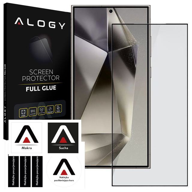 Gehärtetes Glas für die hüllenfreundliche Alogy Full Glue-Hülle für das Samsung Galaxy S24 Ultra Black