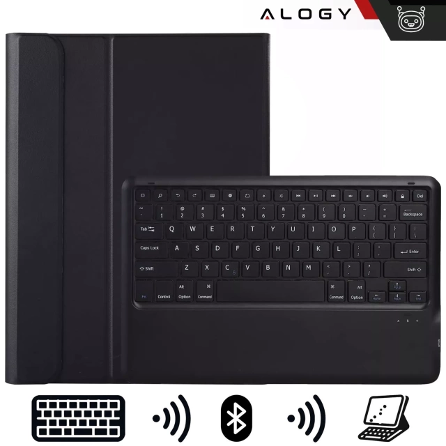 Etui ochronne z klawiaturą do Apple iPad Pro 13" M4 2024 7gen Alogy case z miejscem na rysik klawiatura Bluetooth czarne + szkło