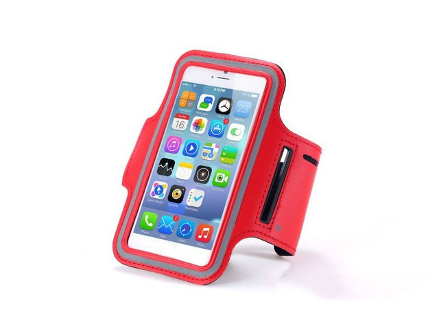 Sports arm pouch for running phone up to 5.5 inches red