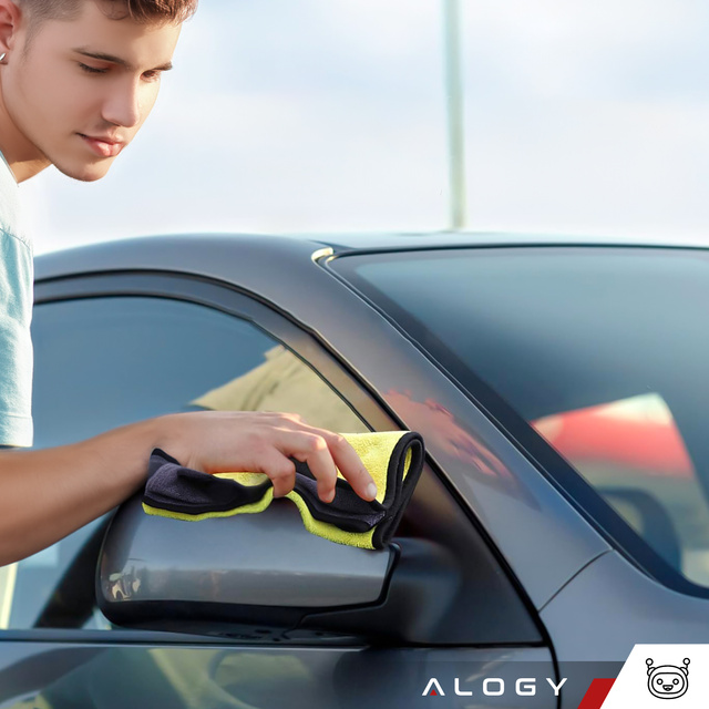 3x Obojstranná utierka do auta 30x60 cm velur Mikrovlákno na umývanie a sušenie auta Alogy Car Detailing handrička