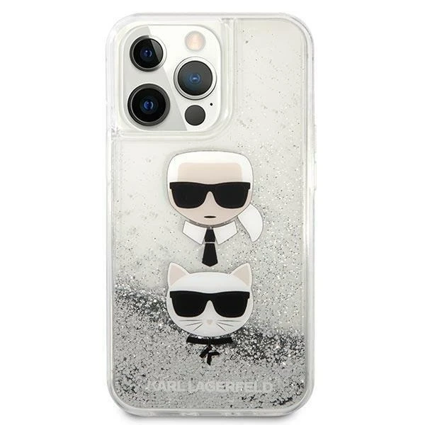Karl Lagerfeld KLHCP13LKICGLS Handyschutzhülle für Apple iPhone 13 Pro / 13 6.1" Silber/Silber Hardcase Liquid Glitter Karl