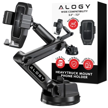 Car Phone Holder 7.2" for Truck Bus Lorry Excavator Car Long 43cm for Windshield Cockpit Alogy Black