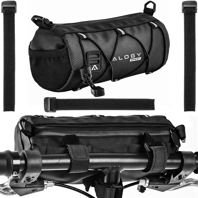 Taška na bicykel taška 2,5 l držiak na bicykel rám na riadidlá obal na tašku 23,6 x 10,5 x 10 cm (S) Alogy Sport čierna