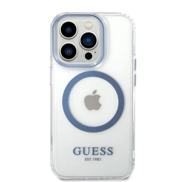 Etui Guess GUHMP14LHTRMB для iPhone 14 Pro 6,1" niebieski/синій жорсткий чохол Metal Outline Magsafe
