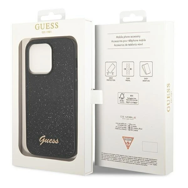 Etui Guess GUHCP14LHGGSHK für Apple iPhone 14 Pro 6,1" Czarny/Black Hard Case Glitter Script