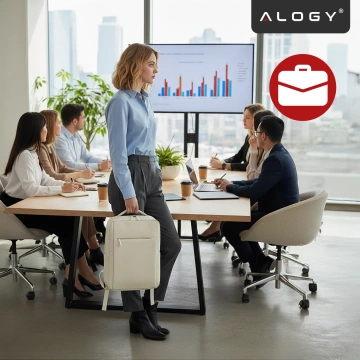 Batoh Alogy UrbanPack Pro™ Business pro notebooky 15-16" – vodotěsný, nárazuvzdorný, s kapsou na láhev a popruhem na zavazadla – béžový