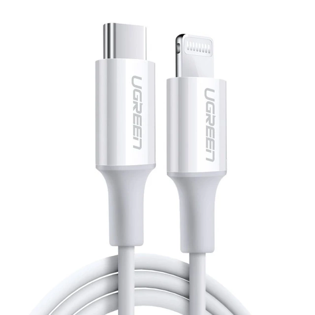 Кабель Ugreen USB Type C - Lightning MFI 1m 3A 18W білий (10493)