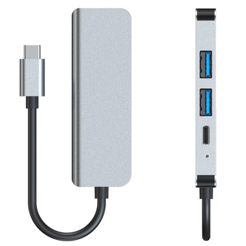 Hub adaptér 2x USB-A HDMI USB-C V2-HUB 4w1 USB-C sivá