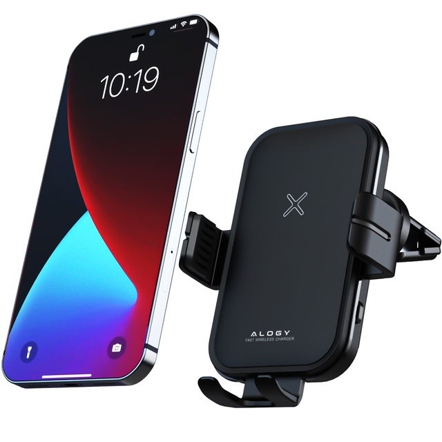 Alogy Fast Charging držák do auta s 15W indukční Qi nabíječkou automatická pro auto na síti rychlé nabíjení černý