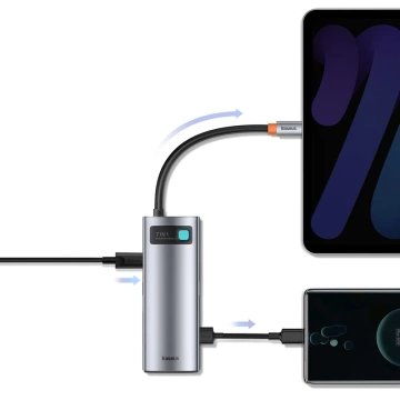 Багатофункціональний USB HUB 7in1 Type C HDMI TF PD Card Reader Baseus Metal Gleam Series сірий (WKWG020113)
