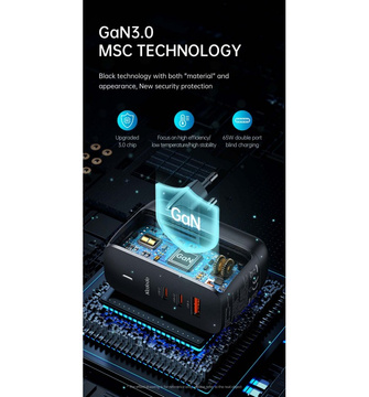Nástenná nabíjačka GaN 65W Mcdodo CH-0291 2x USB-C, USB-A (čierna)