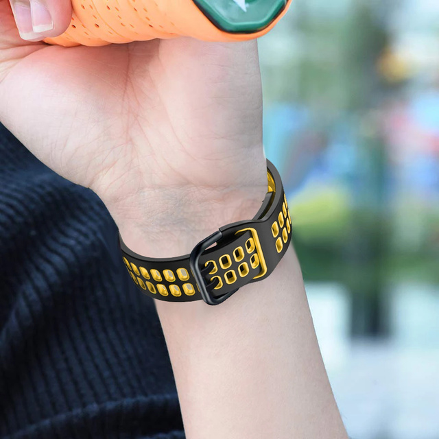 Sportovní řemínek Alogy Soft Band Guma pro chytré hodinky pro Samsung Galaxy Watch 4/5 40/42/44/45 mm černá a žlutá